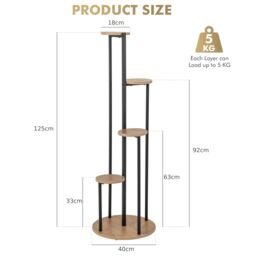 Costway Indoor Metal Plant Stand Tall Corner Plant Shelf for Potted Plant-Natural in Natural - thumbnail 3