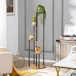Costway Indoor Metal Plant Stand Tall Corner Plant Shelf for Potted Plant-Natural in Natural - thumbnail 4