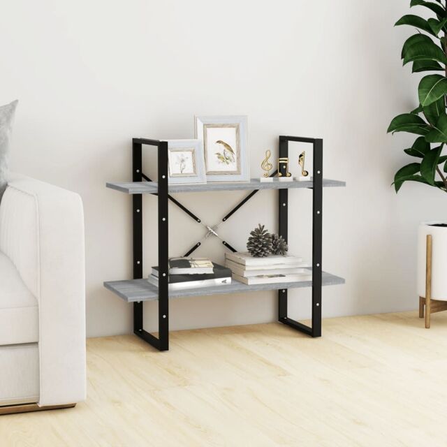 Berkfield Home 2-Tier Book Cabinet Grey Sonoma 80x30x70 cm Engineered Wood - Size: 80 x 30 x 70 cm - image 1