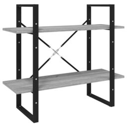 Berkfield Home 2-Tier Book Cabinet Grey Sonoma 80x30x70 cm Engineered Wood - Size: 80 x 30 x 70 cm - thumbnail 2