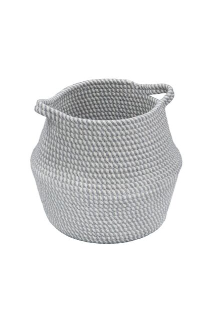 JVL Edison Round Belly Cotton Rope Storage Medium Grey - image 1