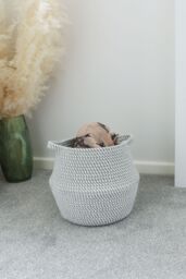 JVL Edison Round Belly Cotton Rope Storage Medium Grey - thumbnail 2