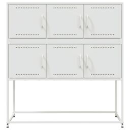 Berkfield Home Sideboard White 100.5x39x107 cm Steel - thumbnail 6