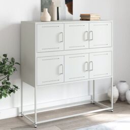 Berkfield Home Sideboard White 100.5x39x107 cm Steel - thumbnail 1