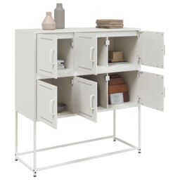 Berkfield Home Sideboard White 100.5x39x107 cm Steel - thumbnail 5