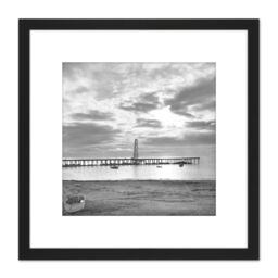 Artery8 Point Loma Coronado Beach San Diego California 1900 8X8 Inch Square Wooden Framed Wall Art Print Picture with Mount in Black - thumbnail 1