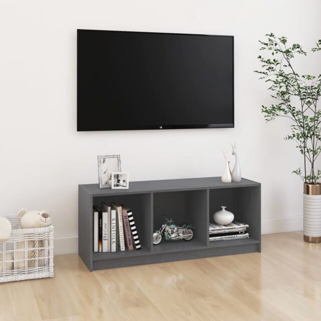 Berkfield Home TV Cabinet Grey 104x33x41 cm Solid Pinewood - Size: 104 x 33 x 41 cm - image 1