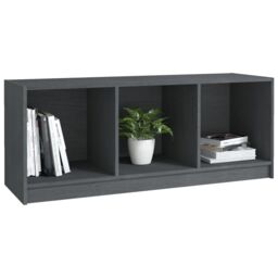 Berkfield Home TV Cabinet Grey 104x33x41 cm Solid Pinewood - Size: 104 x 33 x 41 cm - thumbnail 4