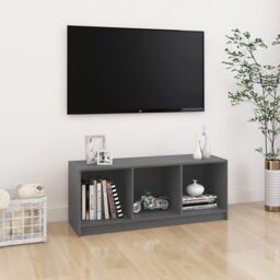 Berkfield Home TV Cabinet Grey 104x33x41 cm Solid Pinewood - Size: 104 x 33 x 41 cm - thumbnail 1