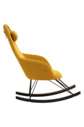 Orsina Yellow Rocking Chair, Contemporary Accent Chair with Metal Cross Base, Oak Veneer Rockers & Plush Upholstery - thumbnail 5