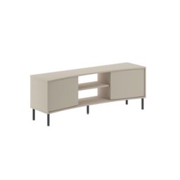 FWStyle 2 Door Sandstone Curved TV Unit Stand in Beige - thumbnail 4