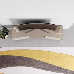 FWStyle 2 Door Sandstone Curved TV Unit Stand in Beige - thumbnail 3