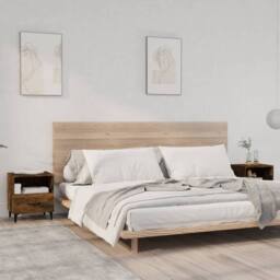 Berkfield Home Elegant Bedside Cabinets 2 pcs Smoked Oak Engineered Wood in Brown - thumbnail 2
