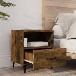 Berkfield Home Elegant Bedside Cabinets 2 pcs Smoked Oak Engineered Wood in Brown - thumbnail 9