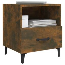 Berkfield Home Elegant Bedside Cabinets 2 pcs Smoked Oak Engineered Wood in Brown - thumbnail 7