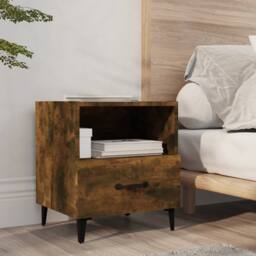 Berkfield Home Elegant Bedside Cabinets 2 pcs Smoked Oak Engineered Wood in Brown - thumbnail 8