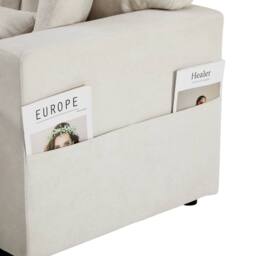 Merax 3-Seater L-Shaped Pull-Out Corner Sofa Bed with USB Port & Shelving in Beige - thumbnail 8