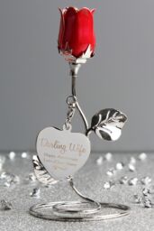 Personalised Memento Company Personalised Swirls & Hearts Red Rose Bud Ornament in Metallic Silver - thumbnail 4