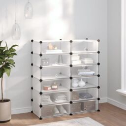 Berkfield Home Shoe Rack Transparent 94.5x36.5x106 cm PP in Clear - thumbnail 1
