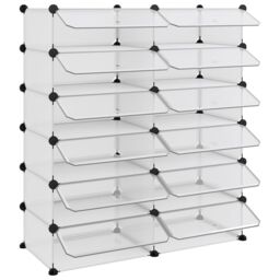 Berkfield Home Shoe Rack Transparent 94.5x36.5x106 cm PP in Clear - thumbnail 6