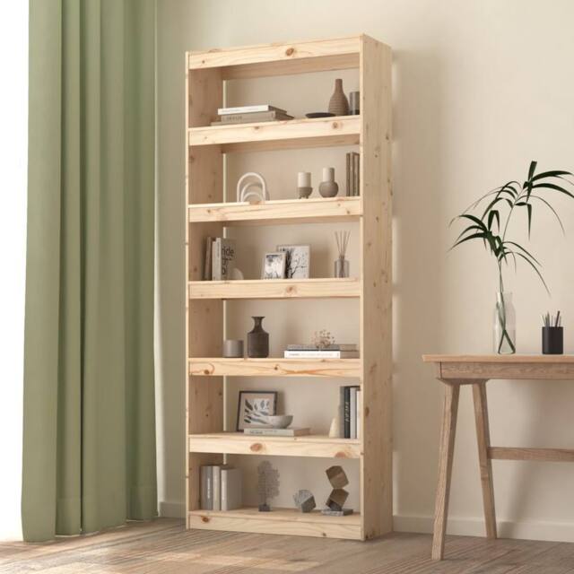Berkfield Home Book Cabinet/Room Divider 80x30x199.5 cm Solid Wood Pine in Brown - image 1