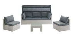 Home Detail Rhodes Rattan Sun bed Garden Furniture Outdoor Modular Set in Grey - thumbnail 2