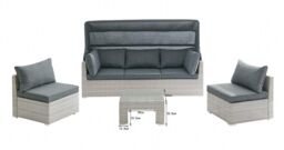 Home Detail Rhodes Rattan Sun bed Garden Furniture Outdoor Modular Set in Grey - thumbnail 6