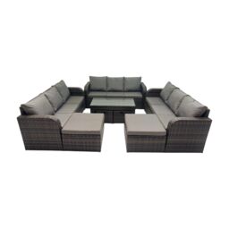 Fimous Rattan Garden Outdoor Furniture Set with 4 Footstools in Dark Grey - thumbnail 1