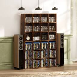 Wyld Haus Limi Wooden Rustic Brown Adjustable CD & DVD Storage Cabinet - thumbnail 8