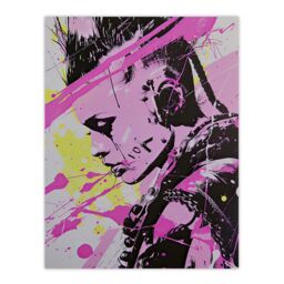 "Artery8 Cyberpunk Woman Portrait Hot Pink Modern Wall Art Print - Size: W12"" x H16""" - thumbnail 1
