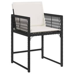 Berkfield Home 5 Piece Garden Dining Set with Cushions Black Poly Rattan - thumbnail 6