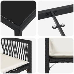 Berkfield Home 5 Piece Garden Dining Set with Cushions Black Poly Rattan - thumbnail 9