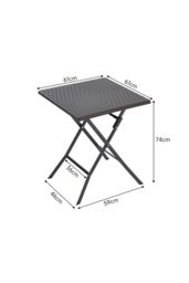 Living and Home Square Rattan Folding Outdoor Bistro Table Garden Dining Table in Black - thumbnail 6