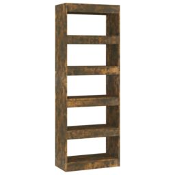 Berkfield Home Book Cabinet/Room Divider Smoked Oak 60x30x166 cm Engineered Wood in Brown - Size: 60 x 30 x 166 cm - thumbnail 2