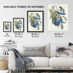 "Artery8 Florida Jay & Persimmon Tree Audubon Nature Wall Art Print Poster in White - Size: W12"" x H16""" - thumbnail 3