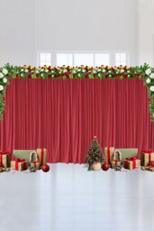 Neel Blue 3x3 Metres Curtain Backdrop, Polyester Fabric Drapes in Red - Size: 300 cm - thumbnail 6