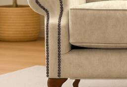 Somnior Chesterfield Queen Anne Scrolled Arm Chair Dapple Fabric in Cream - Size: 1 Seater - thumbnail 2