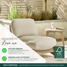 FurnitureboxUK Iko Solid Wood & Cream Indoor / Outdoor Accent Chair in Brown - thumbnail 8