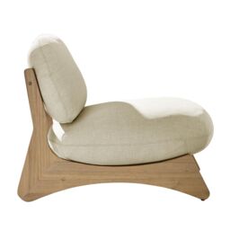 FurnitureboxUK Iko Solid Wood & Cream Indoor / Outdoor Accent Chair in Brown - thumbnail 6