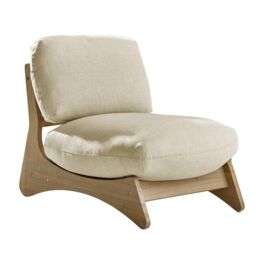 FurnitureboxUK Iko Solid Wood & Cream Indoor / Outdoor Accent Chair in Brown - thumbnail 4