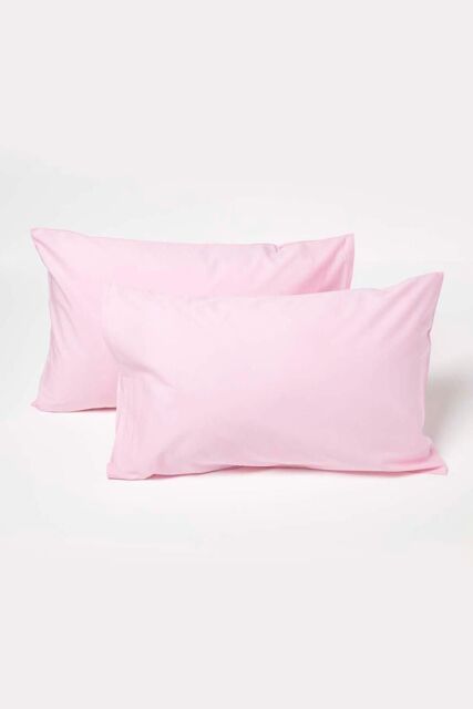 Homescapes Cotton Kids Pillowcases 40 x 60 cm 200 Thread Count, 2 Pack in Pink - image 1
