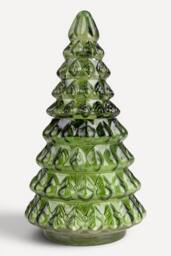 Candlelight Small Glass Christmas Tree Candle Green Pine-Scented - thumbnail 1