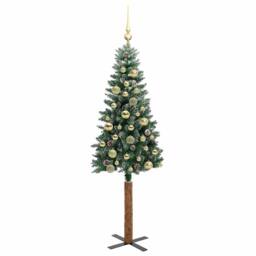 Berkfield Home Elegant Slim Christmas Tree with 150 LEDs Green & White 150 cm - thumbnail 4