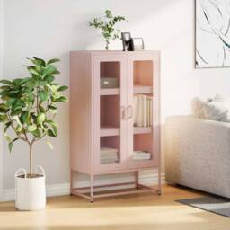 Berkfield Home Highboard Pink 68x39x123 cm Steel - Size: 68 x 39 x 123 cm