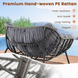 Costway Outdoor Rocking Chair Oversized Patio PE Wicker Egg Chair in Grey - thumbnail 6