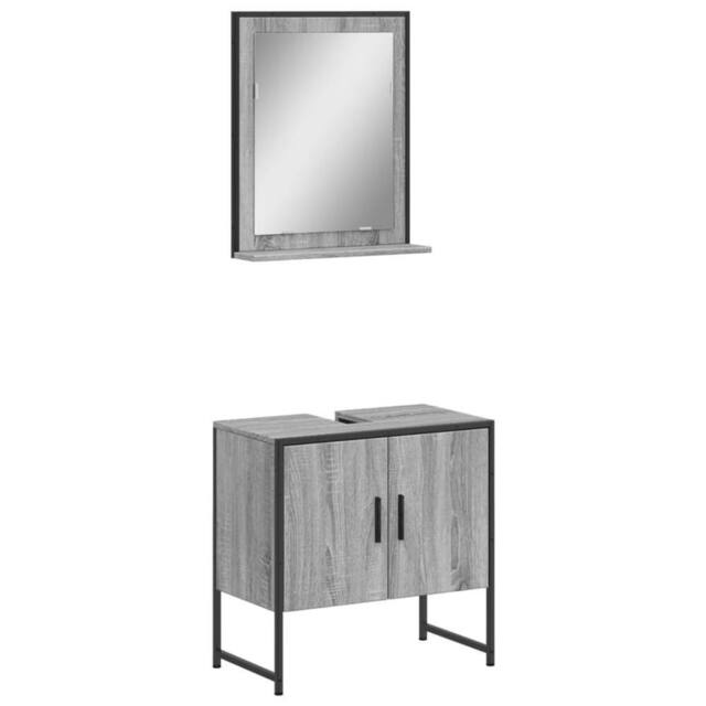 Berkfield Home 2 Piece Bathroom Cabinet Set Grey Sonoma Engineered Wood - image 1