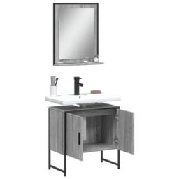 Berkfield Home 2 Piece Bathroom Cabinet Set Grey Sonoma Engineered Wood - thumbnail 4