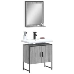 Berkfield Home 2 Piece Bathroom Cabinet Set Grey Sonoma Engineered Wood - thumbnail 2