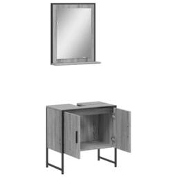 Berkfield Home 2 Piece Bathroom Cabinet Set Grey Sonoma Engineered Wood - thumbnail 5