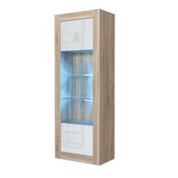 Creative Furniture Illume Display Cabinet 170cm - A Stylish & Modern Cabinet with Glass Shelves & LED Lights in Light Oak - thumbnail 6